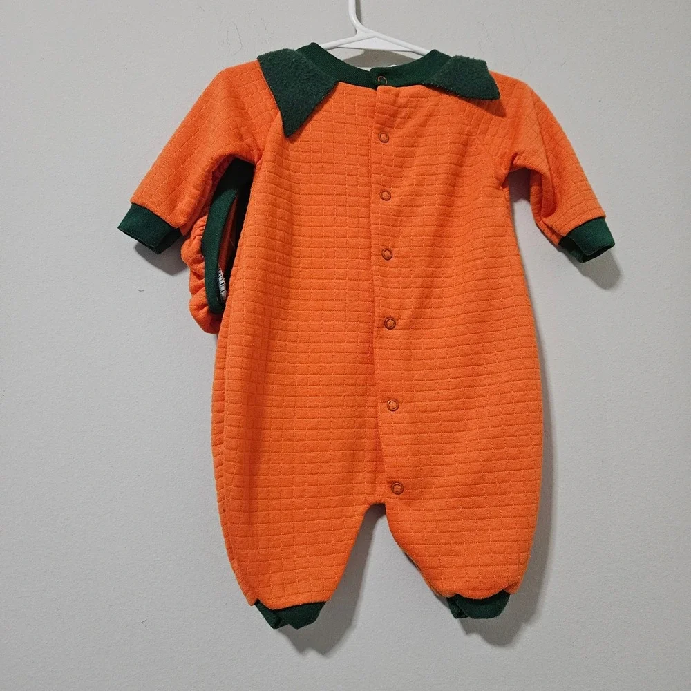Vintage Sweet Treasures Infant Pumpkin Costume Romper with Hat Orange 3/6 Months